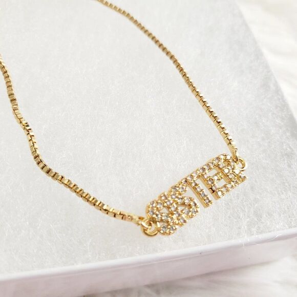 Gold or Silver Rhinestone Sister Slider Bracelet - Picture 3 of 15